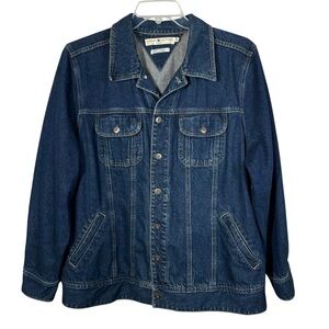 Tommy Hilfiger Vintage 90s Dark Wash Denim Plus Size Oversized Jean Jacket 2X